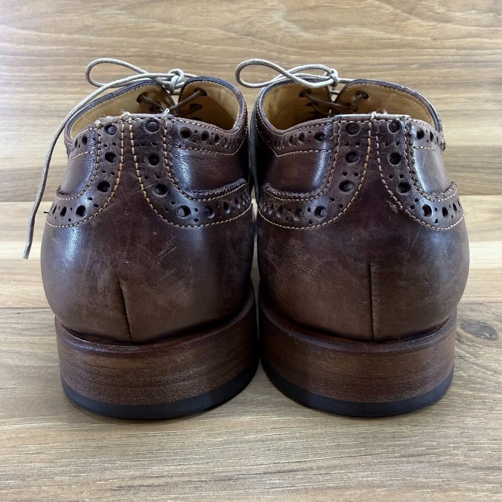 Nettleton Wingtip Medallion Oxfords Mens 9 D Brown Leather Business Casual